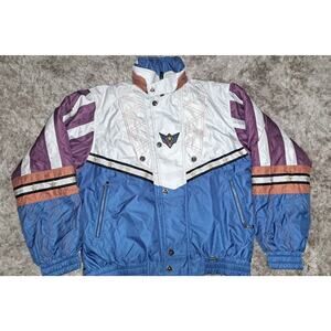 Asics snow gear multicolor jeep eagle celebrity ski classic coat Jacket 80s